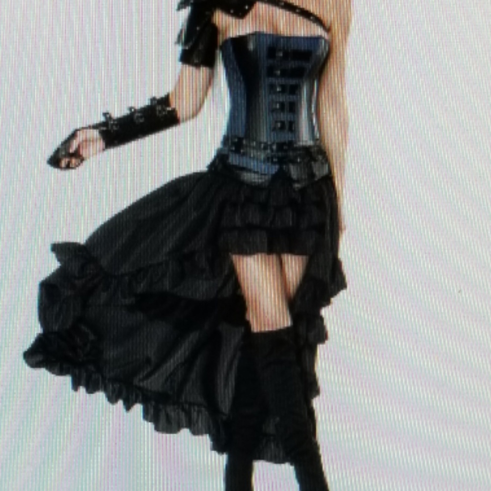 Blue Steampunk Leather Buckle Over Bust Corset dre